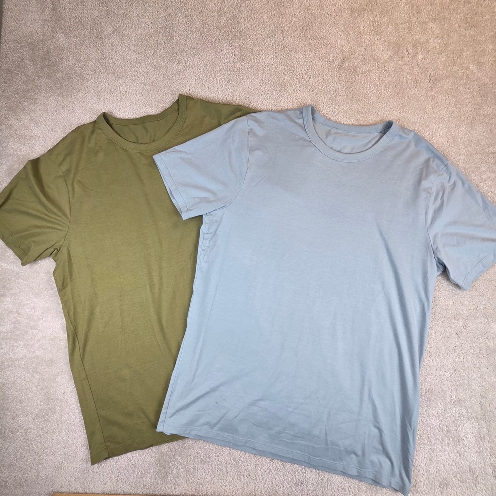 Lululemon Basic Tee Bundle Mens 2 Pack Blue Olive Green T-Shirt